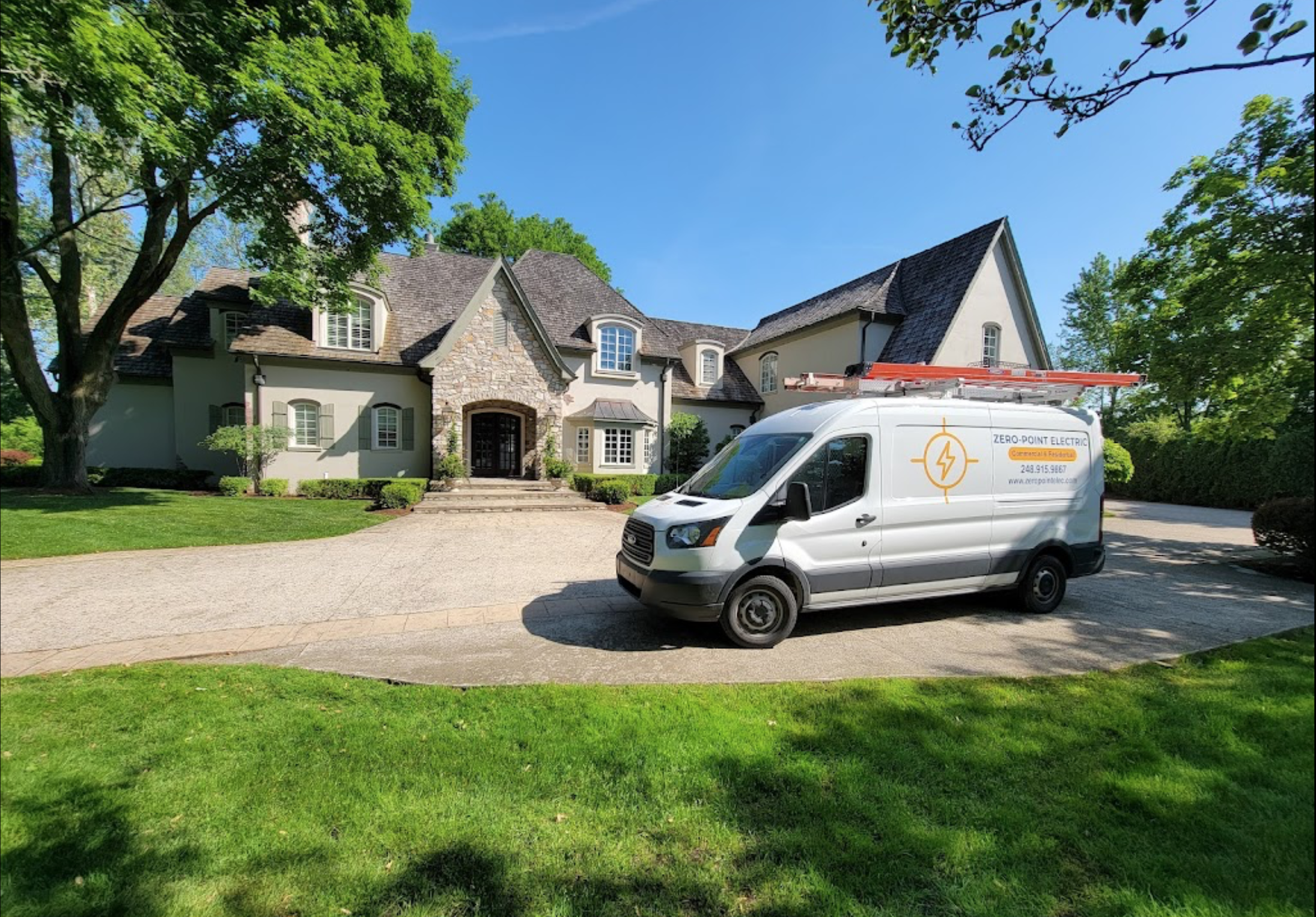 Zero-point van outside a residential home- residential services 